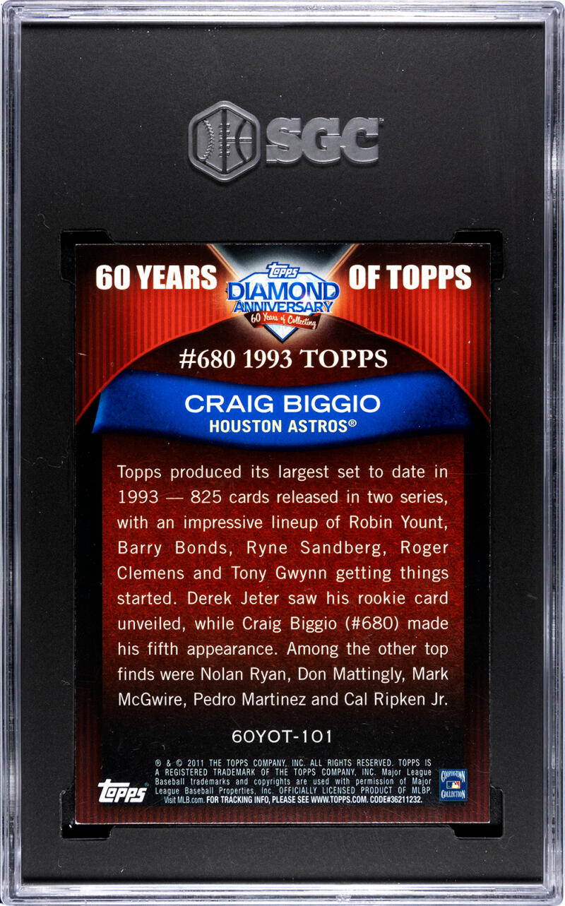 2016 Topps Archives Signatures #60YOT-101 Craig Biggio SGC 8.5 NM/MT+ Auto 1/2 Houston Astros Baseball Card 