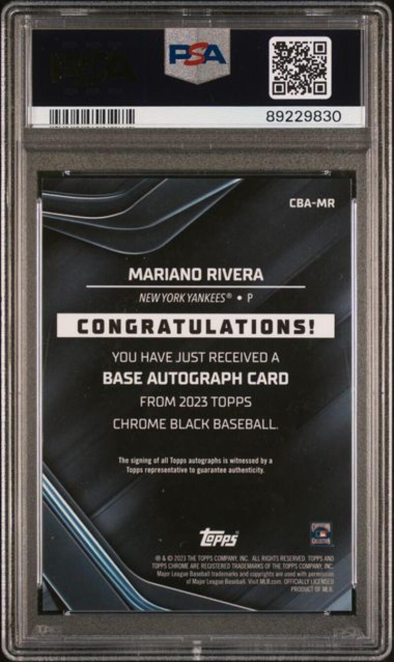 2023 Topps Chrome Black #CBA-MR Mariano Rivera PSA 9 MINT Auto New York Yankees Baseball Card
