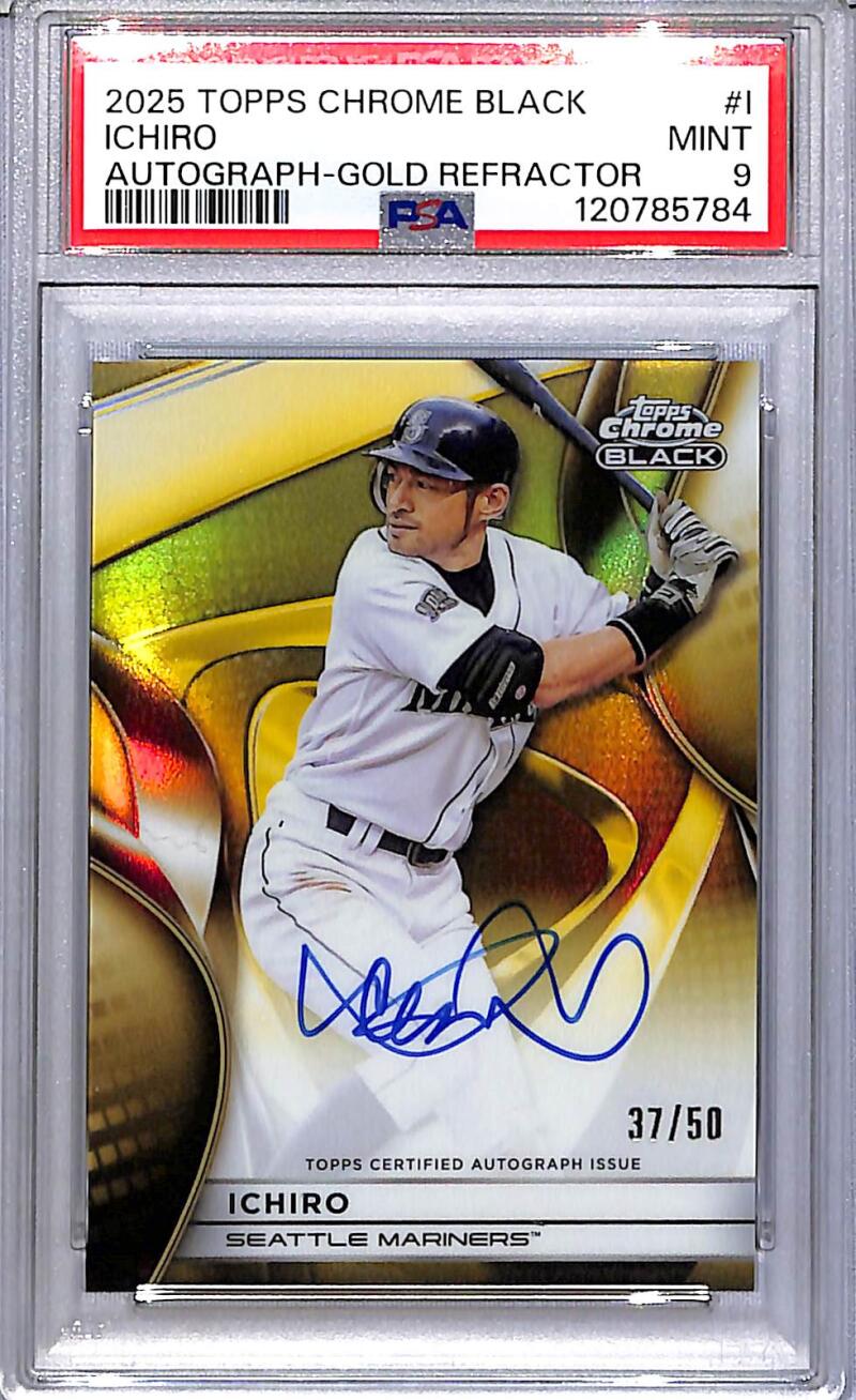 2025 Topps Chrome Black Gold #CBA-I Ichiro PSA 9 MINT Auto 37/50